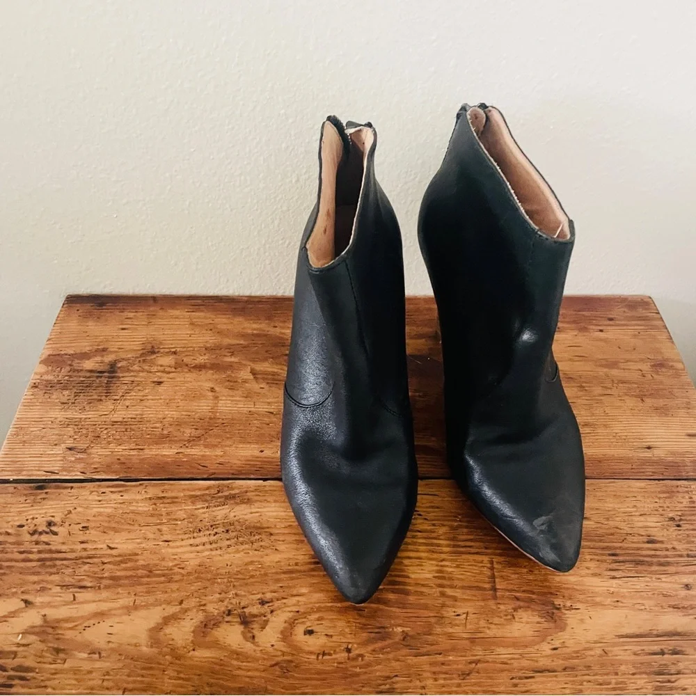 Madewell Jules Black Leather High Heel Booties
